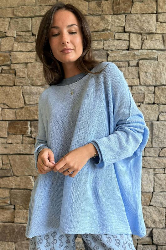 Conrad Slouch Cotton Knit Baby Blue /30=